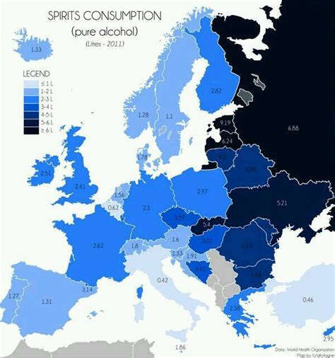 Consumo de alcohol per cápita en Europa