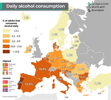 Consumo de alcohol per capita en países europeos