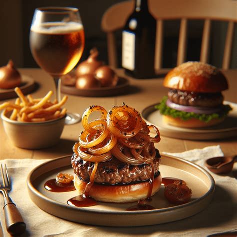 Hamburguesa con cebolla caramelizada