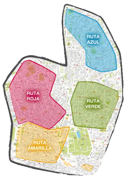 Mapa con una ruta de tapas por Madrid