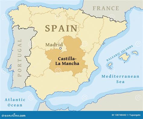 Mapa de Castilla-La Mancha en España