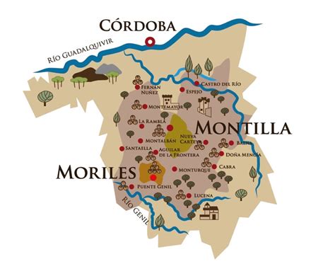 Mapa de la Denominación de Origen Montilla-Moriles
