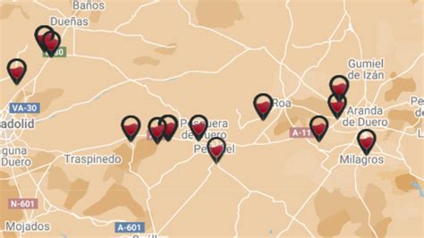 Mapa de la Ruta del Vino Ribera del Duero
