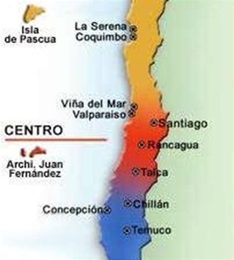 Mapa de la Zona Central de Chile
