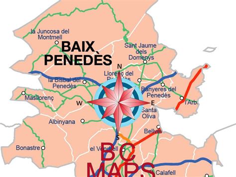 Mapa de la comarca del Penedès