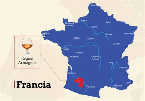 Mapa de la región de Armagnac en Francia