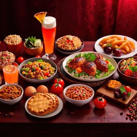 Mesa de fiesta con variedad de comidas.