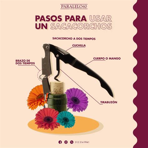 Pasos para usar un sacacorchos de dos tiempos