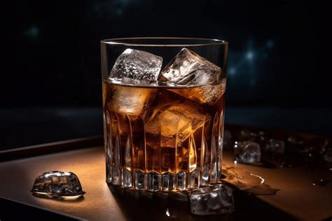 Whisky en un vaso con hielo
